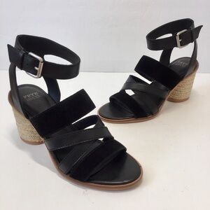NEW Frye & Co leather & suede Strap Oval Heel Sandals